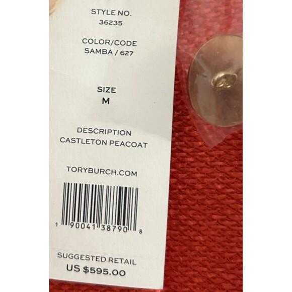 Tory Burch Castleton Peacot Samba Red Orange Textured New Summer Easter Medium - Picture 6 of 9